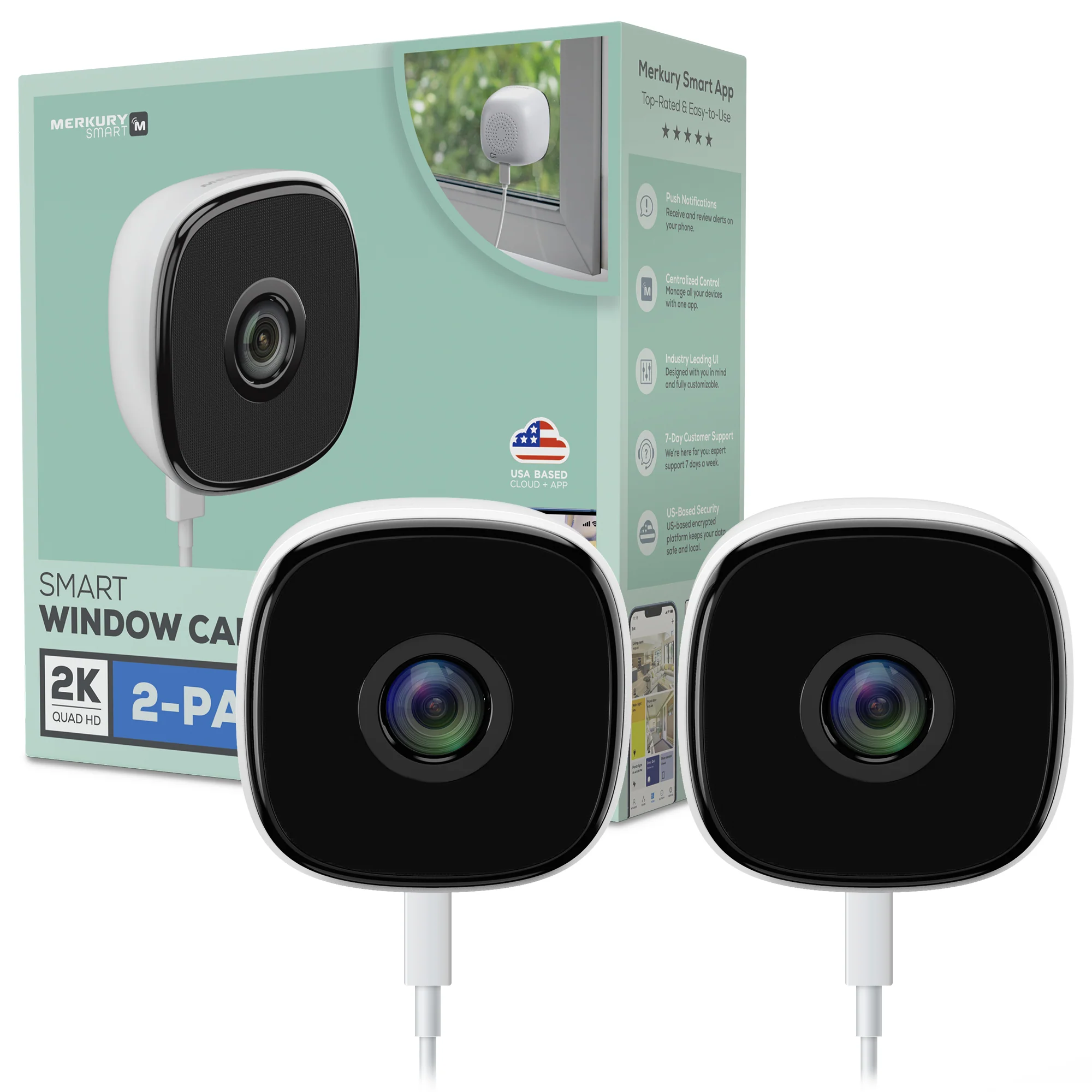 Smart 2K window camera (2-pack)